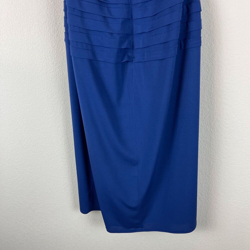 Tadashi Collection Halter Dress Womens Medium Blue Pleated Sleeveless Cocktail - Picture 8 of 15